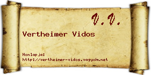 Vertheimer Vidos névjegykártya